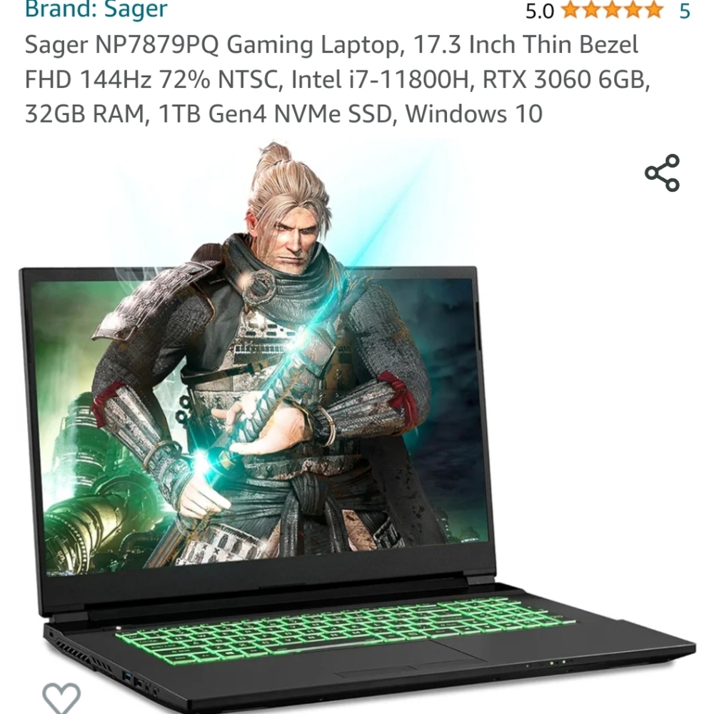 Sager Gaming Laptop with accessories